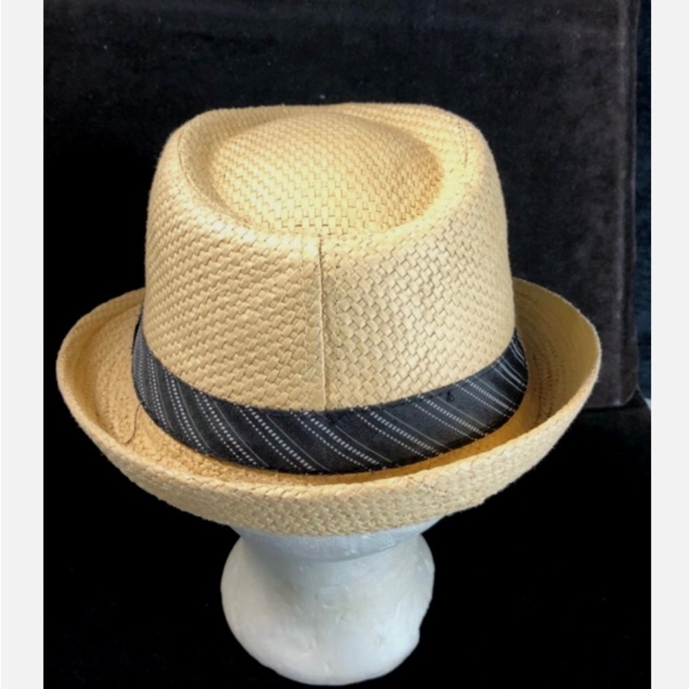 DPC DORFMAN PACIFIC CO Hat sz M Fedora Trilby Woven Paper Straw Natural Color - Picture 3 of 8